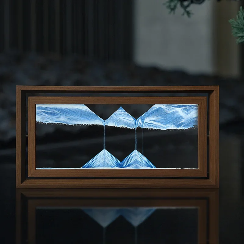 Art Craft Movement - รูปภาพศิลปะทรายเคลื่อนไหว3D หมุนได้นาฬิกาทรายทรายเคลื่อนไหวได้กรอบไม้สี่เหลี่ยมนาฬิกาทรายไหลของขวัญการตกแต่งบ้าน