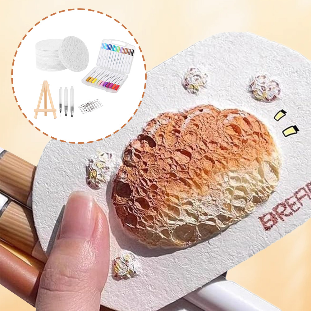 Art Craft Activities - ฟองน้ำวาดภาพเมจิกแคนวาส DIY กิจกรรมสร้างสรรค์ ปากกาวาดภาพฟองป๊อปคอร์น 12 สี